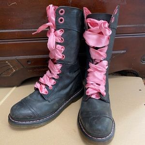 DrMartens tall floral lined boots